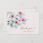 フローラウォーターカラーフランジパニテラコッタ結婚ズ サンキューカード (正面/裏面)