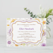 フローラウォーターカラーブライダルシャワー招待紫 招待状 (スタンド正面)