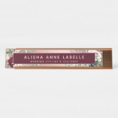 フローラウォーターカラーブラウスバラ金ゴールド&ブルゴーニュ デスクネームプレート (正面)