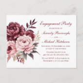 フローラウォーターカラーブルガンディピーニー婚約パーティ ポストカード (正面)