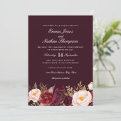 フローラウォーターカラーブルゴーニュ結婚式招待状 招待状 (スタンド正面)