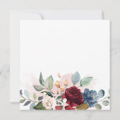 フローラウォーターカラーブルゴーニュ赤面ブライダルシャワー 招待状 (裏面)