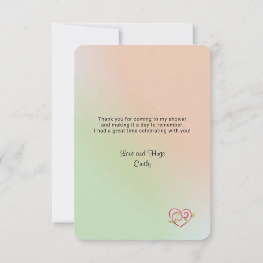 フローラウォーターカラーブーケブライダルシャワー感謝してい 招待状 (裏面)