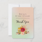 フローラウォーターカラーブーケブライダルシャワー感謝してい 招待状 (正面)