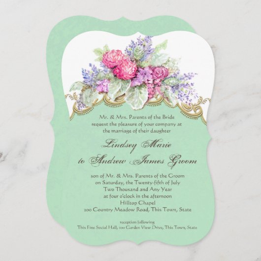 フローラウォーターカラーブーケ結婚ーズ 招待状 (正面/裏面)