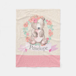 フローラウォーターカラーベアベビー子供部屋ベビー フリースブランケット