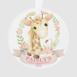フローラウォーターカラーベビーキリンクリスマスフォト オーナメント