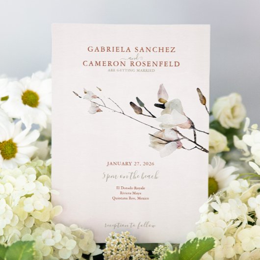 フローラウォーターカラーマグノリアテラコッタ 招待状