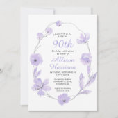 フローラウォーターカラーラベンダー90th誕生日パーティー 招待状 (正面)