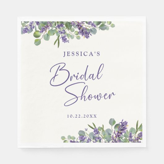 フローラウォーターカラーラベンダー&ユーカリ スタンダードランチョンナプキン (正面)