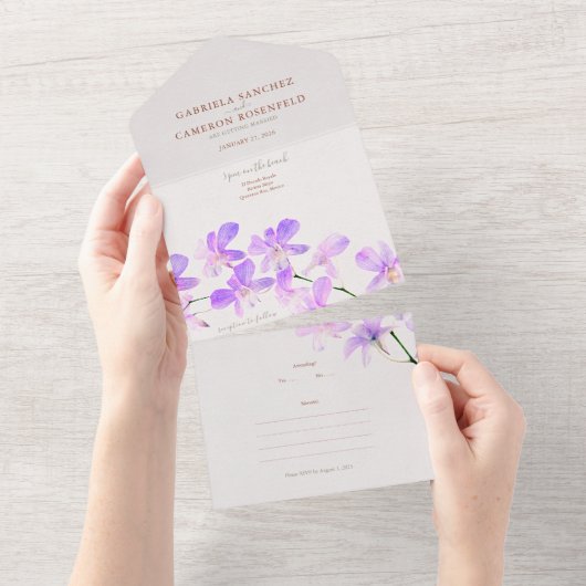 フローラウォーターカラーランキッズテラコッタ結婚ズ オールインワン招待状 (貼ってはがせる)