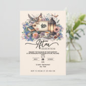 フローラウォーターカラーランタンラマダンイフタル招待状 招待状 (スタンド正面)