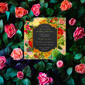 フローラウォーターカラー春バロック誕生日金ゴールド 招待状