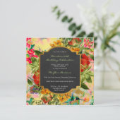 フローラウォーターカラー春バロック誕生日金ゴールド 招待状 (スタンド正面)