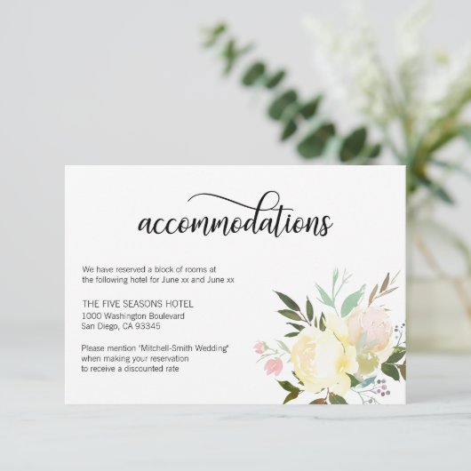 フローラウォーターカラー結婚クリームズアコモデーションカード エンクロージャーカード (スタンド正面)