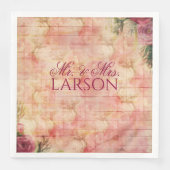 フローラウォーターバラ結婚ズディナーナプキン (正面)