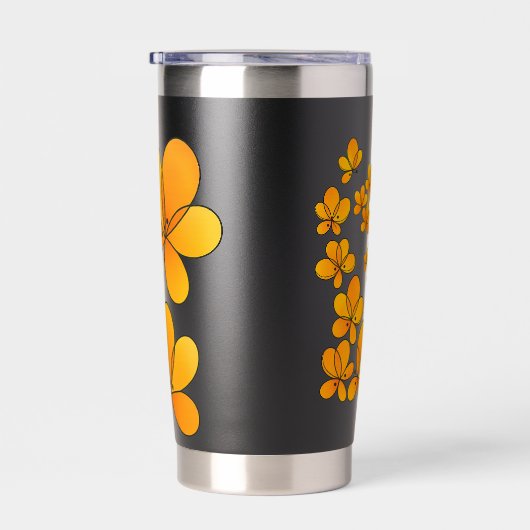 フローラウォーターボトルエレガント – 花デザイン 保温保冷タンブラー (右面)