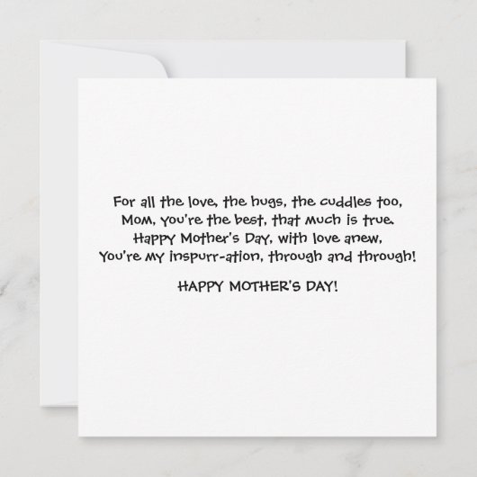 フローラウォーター色ママ猫とベビー母の日 カード (裏面)