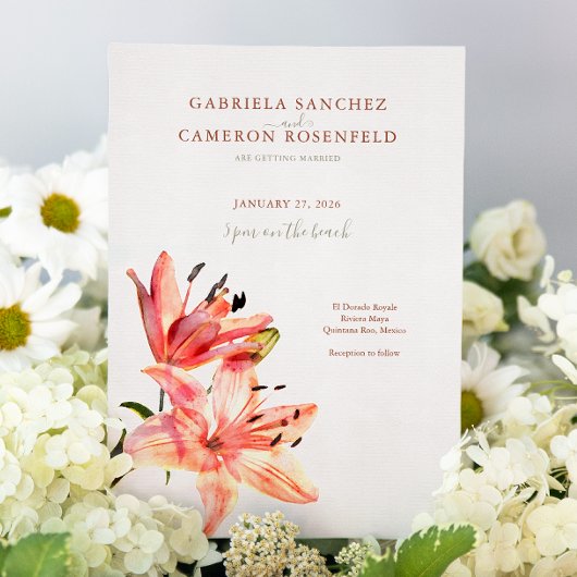 フローラウォーター色ユリテラコッタ 招待状