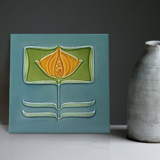 フローラウォールデコールアールヌーボーヴィンテージデコセラミック タイル