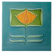 フローラウォールデコールアールヌーボーヴィンテージデコセラミック タイル (正面)