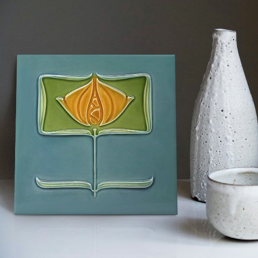 フローラウォールデコールアールヌーボーヴィンテージ抽象芸術サ タイル