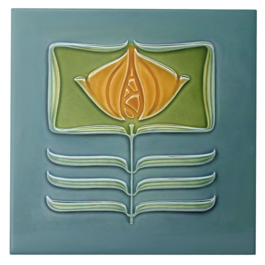 フローラウォールデコールアールヌーボーヴィンテージ抽象芸術 タイル (正面)