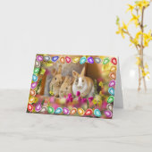 フローラウサギと卵イースター カード (黄色い花)