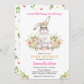 フローラウサギ赤ちゃんシャワー 招待状 (正面/裏面)