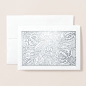 フローラウッドカットモノグラムプリント 箔カード (封筒付き正面)