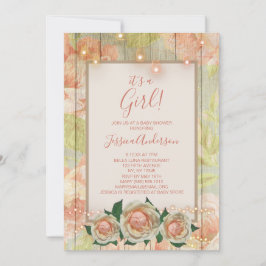 フローラウッドバラメイスンジャイルライトベビーシャワー 招待状