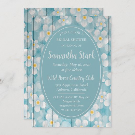 フローラウッドフェンスブライダルシャワー 招待状 (正面/裏面)