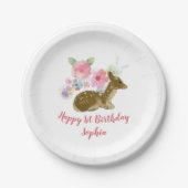 フローラウッドランドガールの誕生日 ペーパープレート (正面)