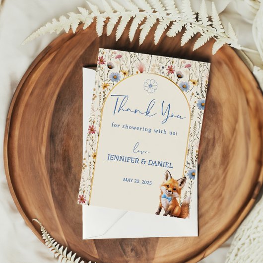 フローラウッドランドキツネベビーシャワー サンキューカード
