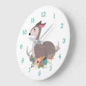 フローラウッドランドディアアンドアントラー ラージ壁時計 (傾斜)