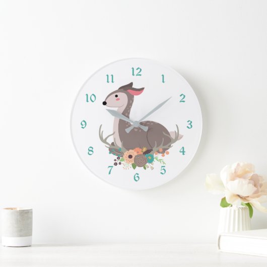 フローラウッドランドディアアンドアントラー ラージ壁時計 (ホーム)