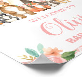 フローラウッドランドベビーシャワー誕生日歓迎 ポスター (角)