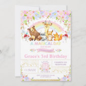 フローラウッドランド動物の誕生日パーティーへの招待 招待状 (正面)