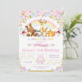 フローラウッドランド動物の誕生日パーティーへの招待 招待状 (スタンド正面)