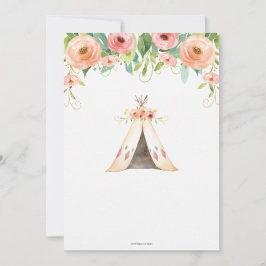 フローラウッドランド動物赤ちゃんシャワー森林少女 サンキューカード (裏面)