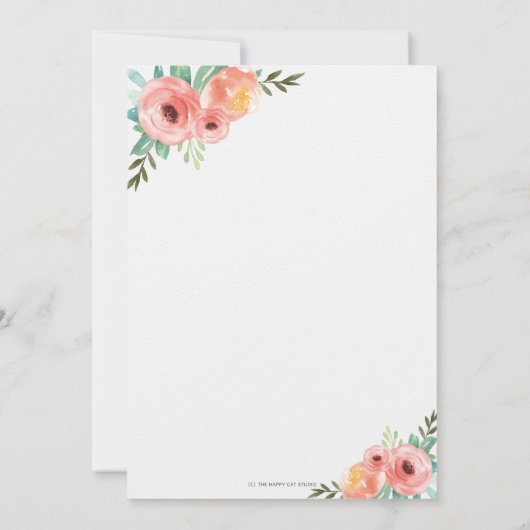 フローラウッドランド動物赤ちゃんシャワー森林少女 招待状 (裏面)