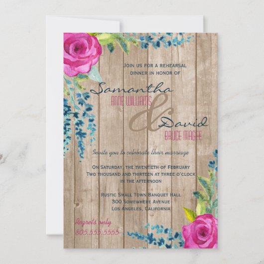 フローラウッドリハー素朴サルディナー招待状 招待状 (正面)