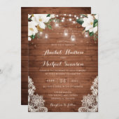 フローラウッ素朴ドストリングライトレースメイソンジャーズ 招待状 (正面/裏面)