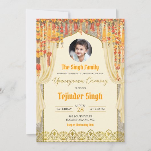 フローラウパナヤナムインディアンボーイヤノイ式 招待状 (正面)