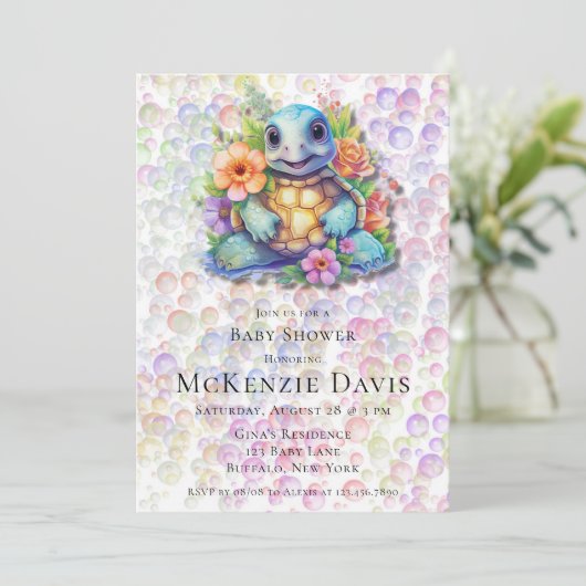 フローラウミガメの泡ベビーシャワー 招待状 (スタンド正面)