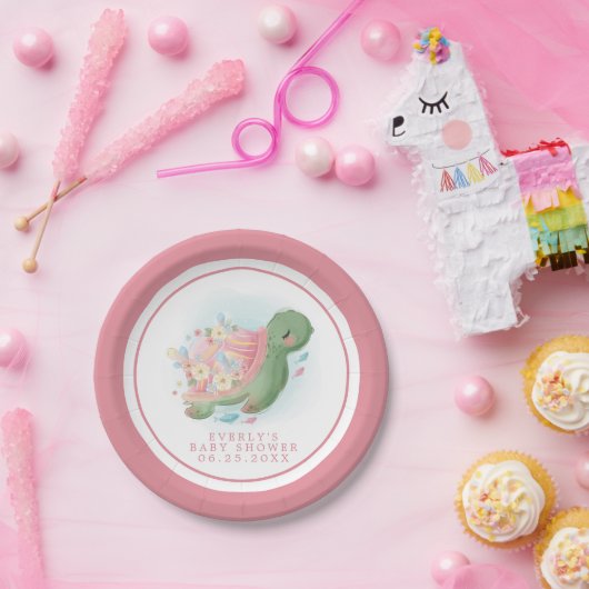 フローラウミガメ赤ちゃんシャワー ペーパープレート (パーティー)
