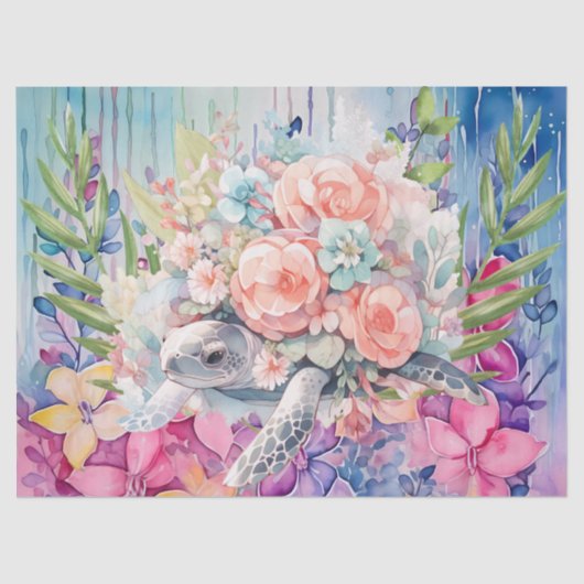 フローラウミガメ&パステルフラワーズ 薄葉紙 (正面)