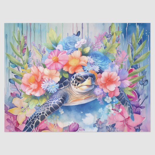 フローラウミガメ&パステルフラワーズ 薄葉紙 (正面)