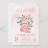 フローラウモダンォーターカラー誕生日パーティーの招待 招待状 (正面)