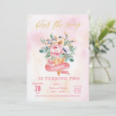 フローラウモダンォーターカラー誕生日パーティーの招待 招待状 (スタンド正面)